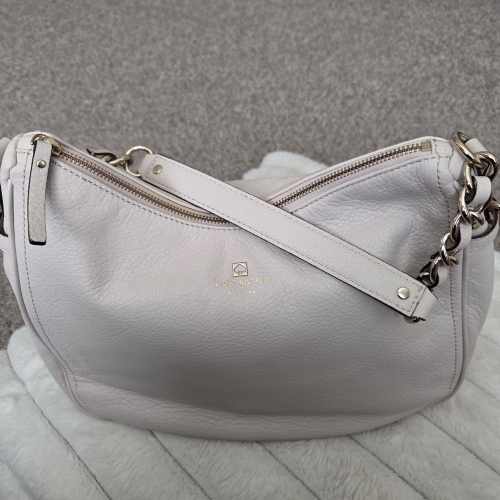 Kate Spade Pine Street‎ Finley Pebbled Leather Cream Handbag Hobo Bag NWT *READ